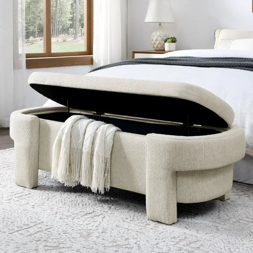 Allegra Oval Storage Ottoman with Hidden Compartment | Anciennevi