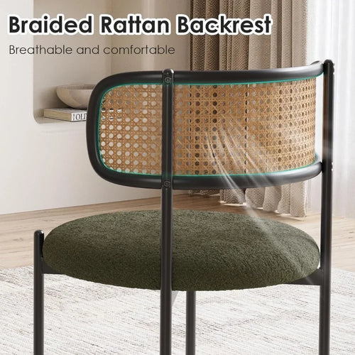 Set of 2 Mid-Century Dining Chairs with Rattan Back | Anciennevi