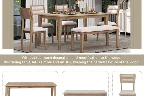 Order 6 Pieces Dining Table Set with Bench Online | Anciennevi