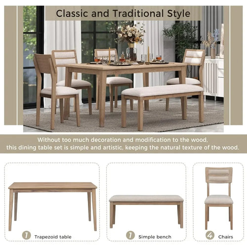 Order 6 Pieces Dining Table Set with Bench Online | Anciennevi