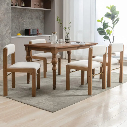 Set of 4 Upholstered Dining Chairs with Adjustable Back | Anciennevi