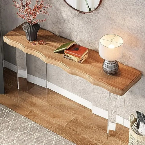 47" Sofa Table with Acrylic Legs | Narrow Console Table | Anciennevi