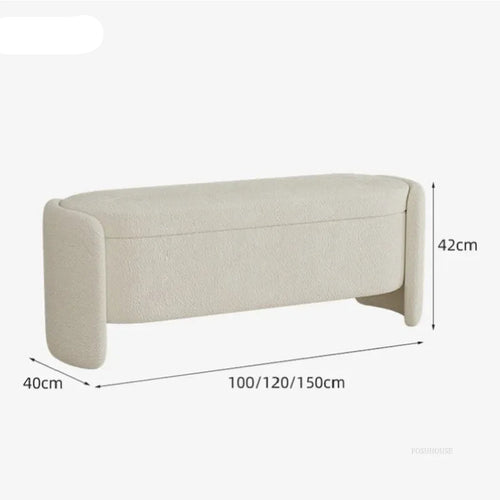 Lamb Wool Storage Ottoman | Cozy & Functional Seating | Anciennevi