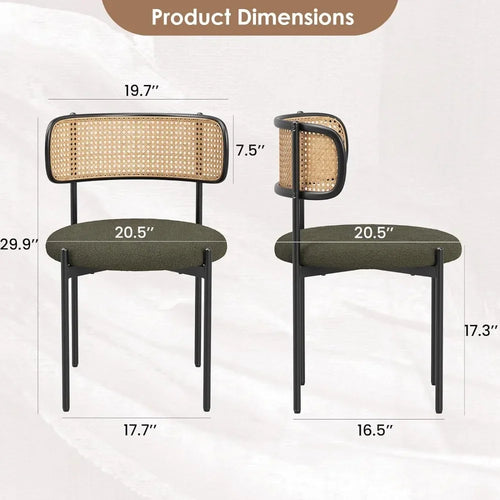 Set of 2 Mid-Century Dining Chairs with Rattan Back | Anciennevi