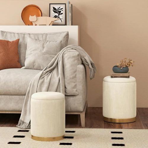 Comfort Corner Velvet Storage Ottoman Set of 2 | Anciennevi