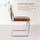 Set of 2 Brown Leather Rattan Dining Chairs with Chrome Legs | Elegant Seating | Anciennevi
