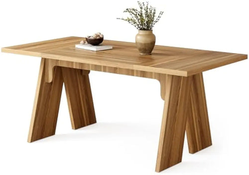 Modern Dining Table for 6 | Brown Wooden Rectangular Table | Anciennevi