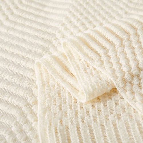 Textured Boho Throw Blanket | Chunky Knit Bedspread | Anciennevi