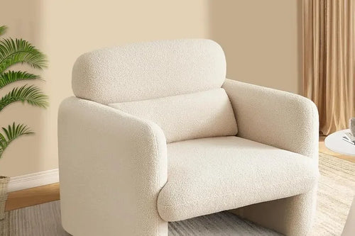 Modern Accent Sofa Chair with Arms | Lamb Fabric Armchair | Anciennevi