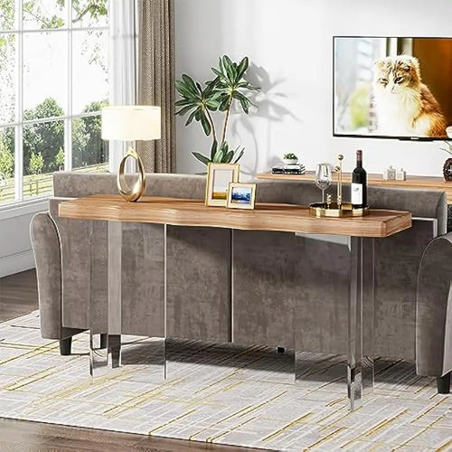 47" Sofa Table with Acrylic Legs | Narrow Console Table | Anciennevi