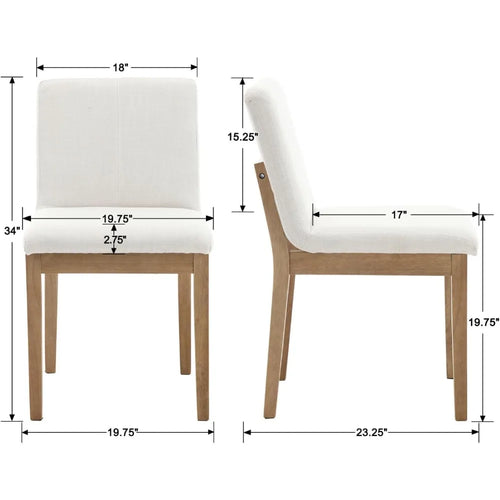 Farmhouse Mid Century Linen Dining Chairs Set of 4 | Anciennevi