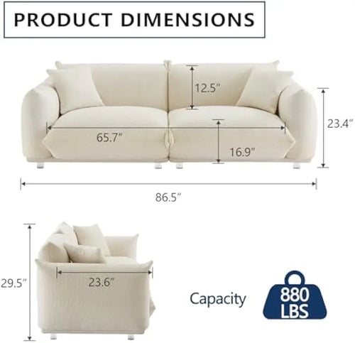 Oversized Cloud Couch Loveseat | Fabric & Metal Legs | Anciennevi