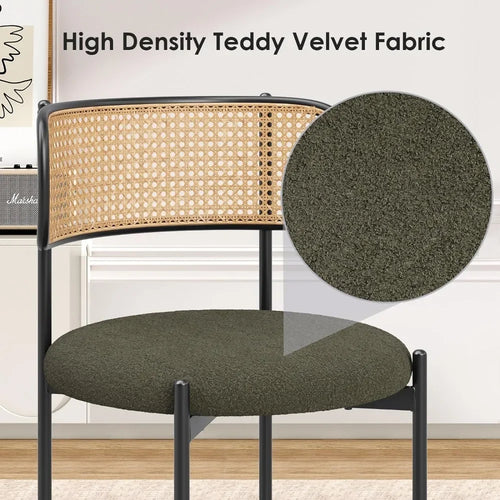 Set of 2 Mid-Century Dining Chairs with Rattan Back | Anciennevi