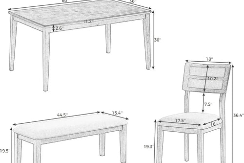 Order 6 Pieces Dining Table Set with Bench Online | Anciennevi