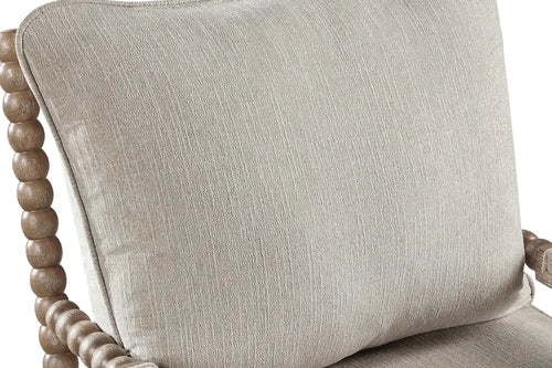 Linen Fabric Spindle Accent Chair with Wood Frame – Modern Padded Spring Seat – Anciennevi