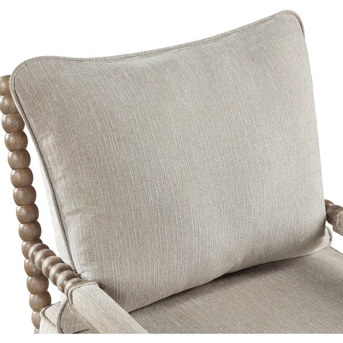 Linen Fabric Spindle Accent Chair with Wood Frame – Modern Padded Spring Seat – Anciennevi