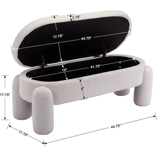 Sherpa Storage Ottoman Bench | Modern Entryway Bench | Anciennevi