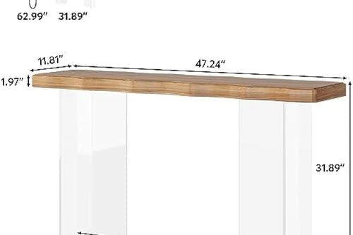 47" Sofa Table with Acrylic Legs | Narrow Console Table | Anciennevi