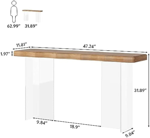 47" Sofa Table with Acrylic Legs | Narrow Console Table | Anciennevi