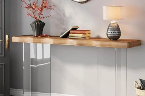 47" Sofa Table with Acrylic Legs | Narrow Console Table | Anciennevi