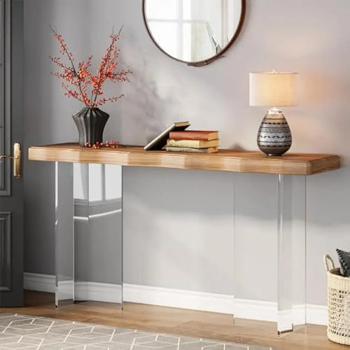 47" Sofa Table with Acrylic Legs | Narrow Console Table | Anciennevi