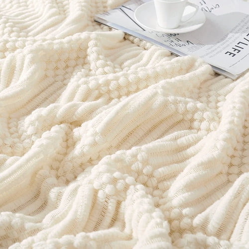 Textured Boho Throw Blanket | Chunky Knit Bedspread | Anciennevi