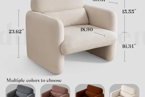 Modern Accent Sofa Chair with Arms | Lamb Fabric Armchair | Anciennevi