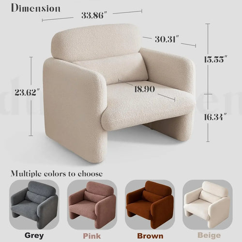 Modern Accent Sofa Chair with Arms | Lamb Fabric Armchair | Anciennevi