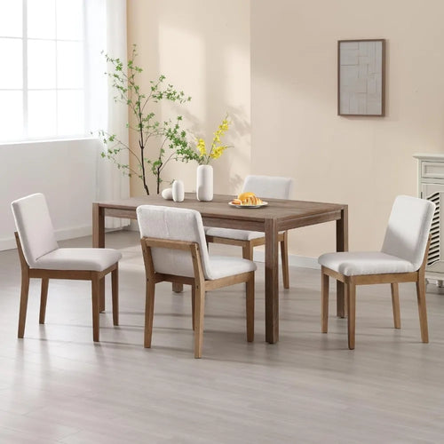 Farmhouse Mid Century Linen Dining Chairs Set of 4 | Anciennevi