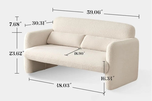 59" Lamb Fabric 2-Seater Loveseat Sofa | Small Space Couch | Anciennevi