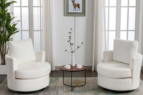 2 Units Swivel Barrel Chair | Modern Chenille 360° Accent Chair | Anciennevi