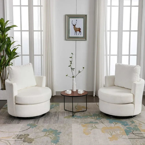 2 Units Swivel Barrel Chair | Modern Chenille 360° Accent Chair | Anciennevi