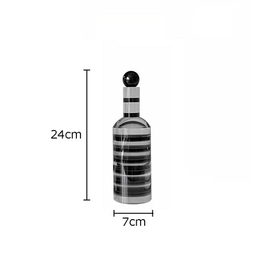 Black Stripe Transparent Geometric Crystal Bottle Sculpture – Desk Decoration – Anciennevi