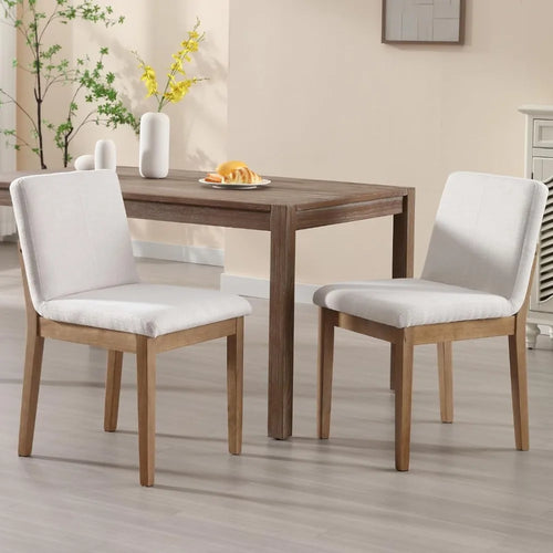 Farmhouse Mid Century Linen Dining Chairs Set of 4 | Anciennevi