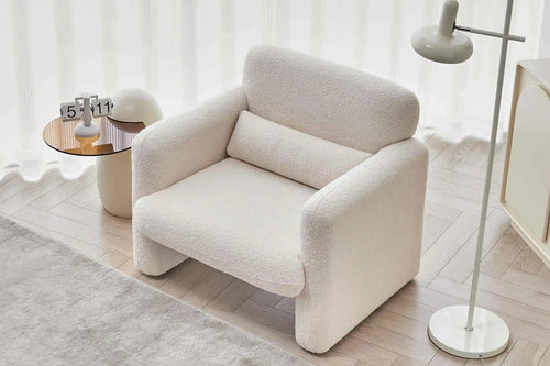 Cuddle Lamb Fabric Loveseat | Cozy Minimalist Sofa | Anciennevi