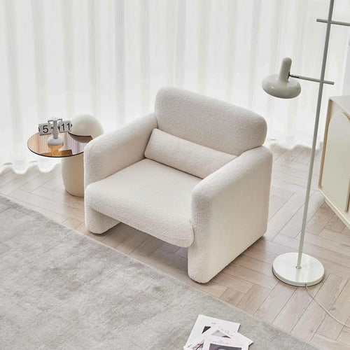 Cuddle Lamb Fabric Loveseat | Cozy Minimalist Sofa | Anciennevi