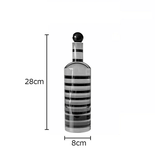 Black Stripe Transparent Geometric Crystal Bottle Sculpture – Desk Decoration – Anciennevi
