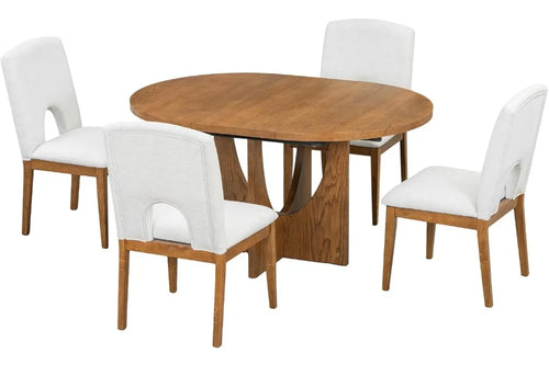 5-Piece Extendable Dining Table Set with Removable Leaf | Anciennevi
