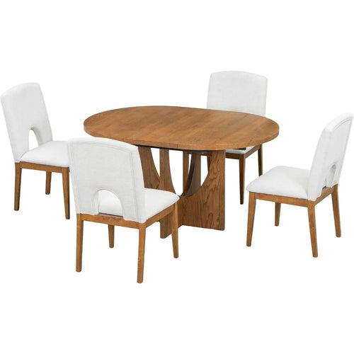 5-Piece Extendable Dining Table Set with Removable Leaf | Anciennevi