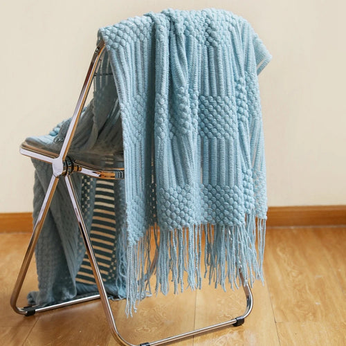 Textured Boho Throw Blanket | Chunky Knit Bedspread | Anciennevi