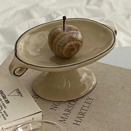 Ceramic High Foot Tray – Retro Ear Storage Plate – Anciennevi