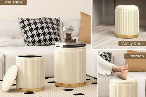 Comfort Corner Velvet Storage Ottoman Set of 2 | Anciennevi