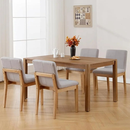 Farmhouse Mid Century Linen Dining Chairs Set of 4 | Anciennevi