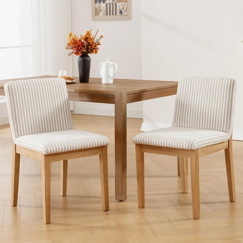 Farmhouse Mid Century Linen Dining Chairs Set of 4 | Anciennevi
