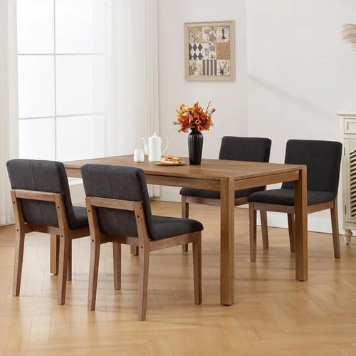 Farmhouse Mid Century Linen Dining Chairs Set of 4 | Anciennevi