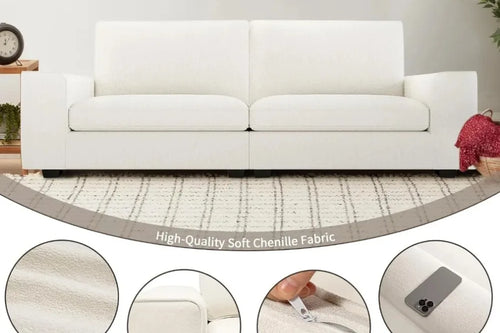 Modern Chenille Loveseat Sofa | Plush Living Room Couch | Anciennevi