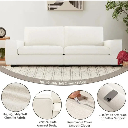 Modern Chenille Loveseat Sofa | Plush Living Room Couch | Anciennevi