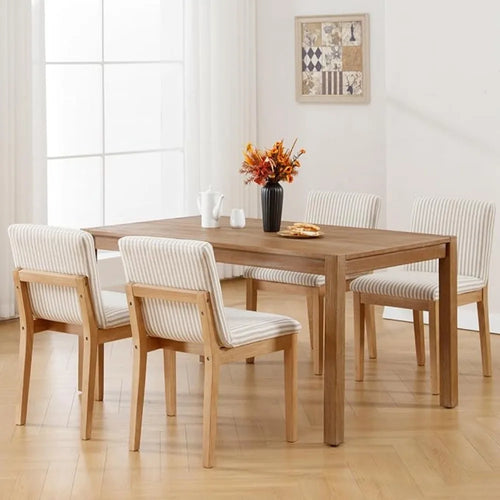 Farmhouse Mid Century Linen Dining Chairs Set of 4 | Anciennevi