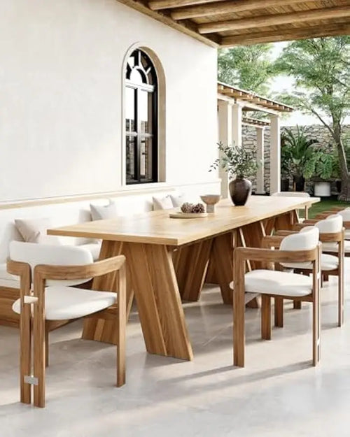 Modern Dining Table for 6 | Brown Wooden Rectangular Table | Anciennevi