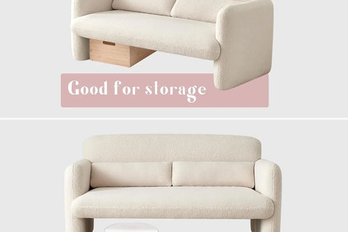 59" Lamb Fabric 2-Seater Loveseat Sofa | Small Space Couch | Anciennevi